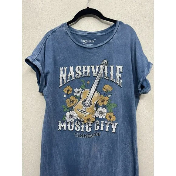 Hrt & Luv T-Shirt Dress Small Nashville Music City Cowboy Rodeo USA Country - Picture 3 of 5